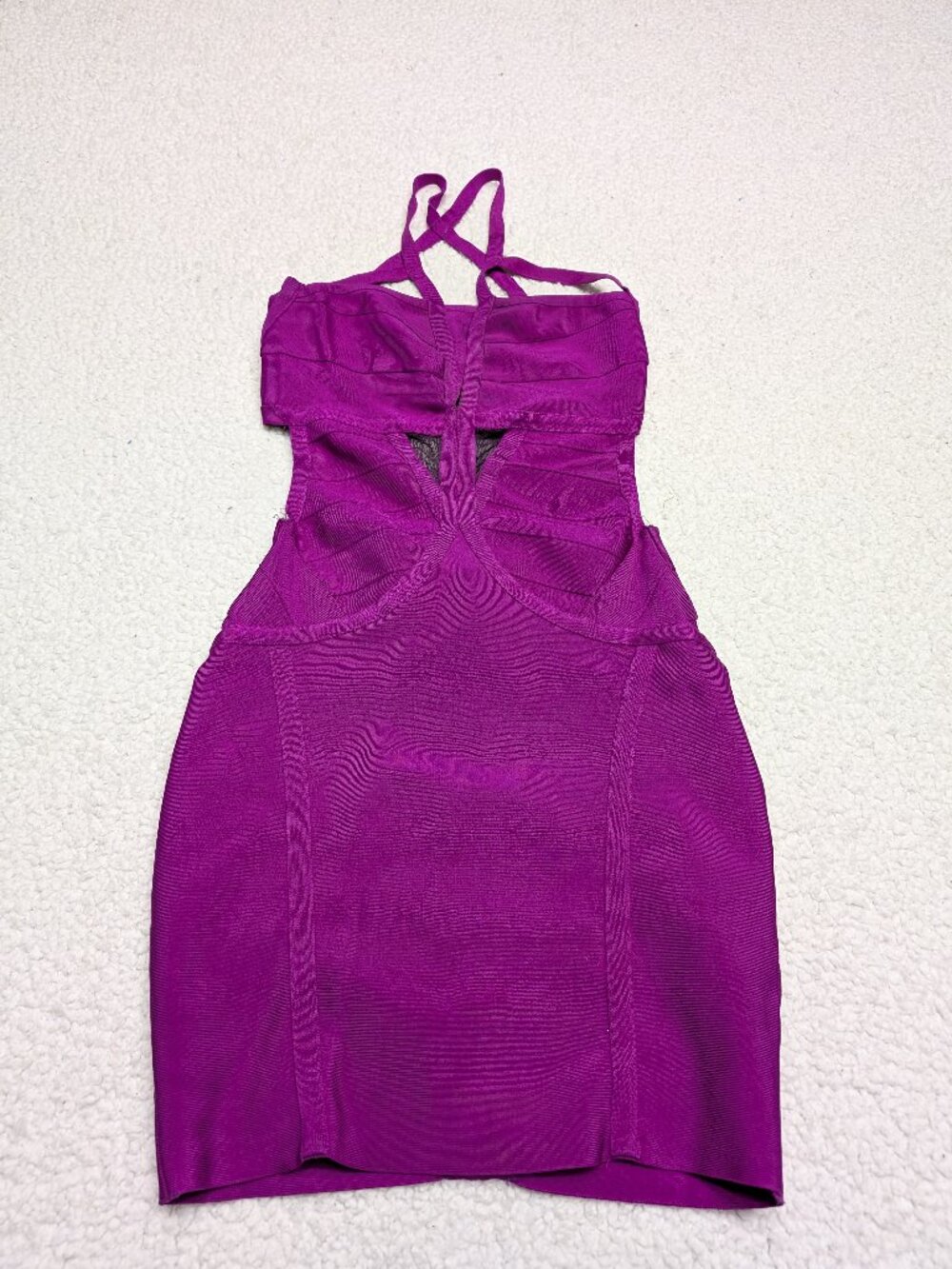 Pink Magenta Bandage Bodycon Dress Size L Strappy Cutout Clubwear